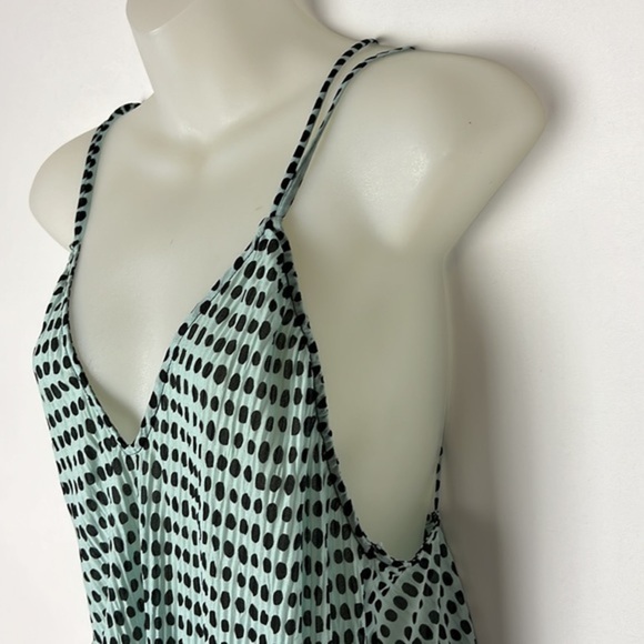 Zara‎ Polka Dot Low Back Lightweight Slip-on Aqua Black Maxi Dress Size S - Picture 5 of 10
